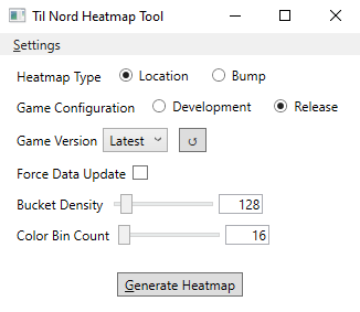 Heatmap tool main screen